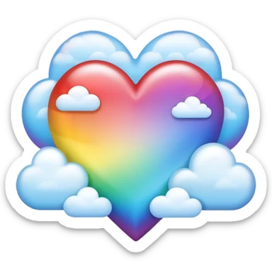 heart with rainbow gradient and clouds sticker