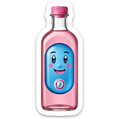Smiling bottle of oil blue top pink outside with logo that says Diddy oil sticker