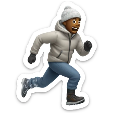 white man running in snow sticker