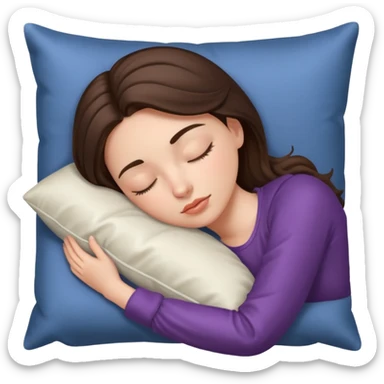 Emoji sleeping beauty brunette white girl with a silk pillow sticker