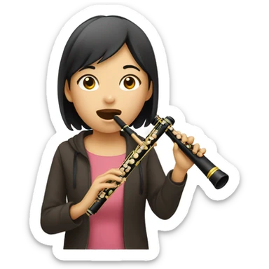 Asian girl playing recorder sticker