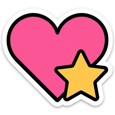 pink heart with a star icon sticker