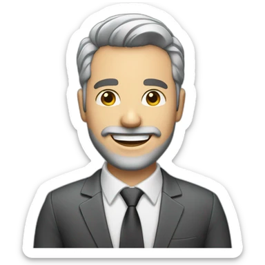 Smiling real estate agent with a gray 3 day beard and short hair sticker