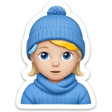 blond blue eye newborn with beanie sticker