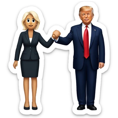 donald trump standng with joe biden holding hands sticker