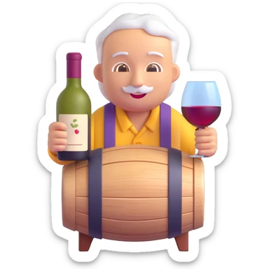 icon representing aging in wine making process, 3D emoji style sticker