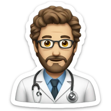 the doctor with the brown beard sticker