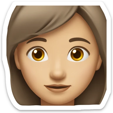 Girl 11 years old with short brown hair almost to the shoulders and with a cascade, brown eyes, a small nose and medium lips with long eyelashes, a slightly large forehead without bangs with softly shaped eyebrows. fair skin sticker