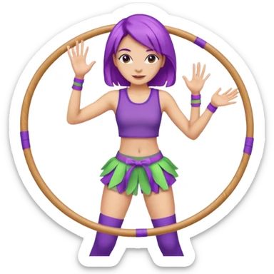purple haired light skinned woman hula hooping sticker
