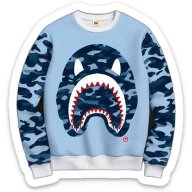 Bape x shark camo blue sweat shirt sticker