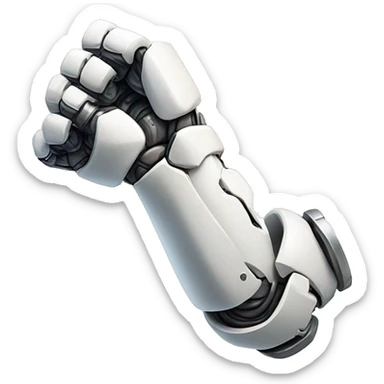 Flexing white mechanical cyborg arm and bicep sticker