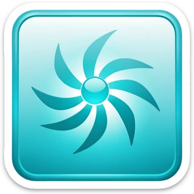 a Tiny compressed Stylized light-turquoise wind wind symbol inside a gradient white square icon, light turquoise borders sticker