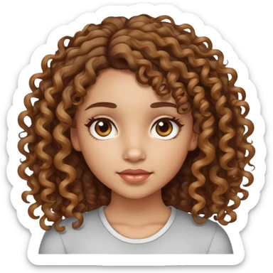 Light skin girl with curly brown hair with highlights sticker
