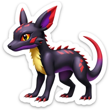 Cute Shiny Guilmon-Salandit-Umbreon-Fakémon-hybrid-creature (full body)  sticker