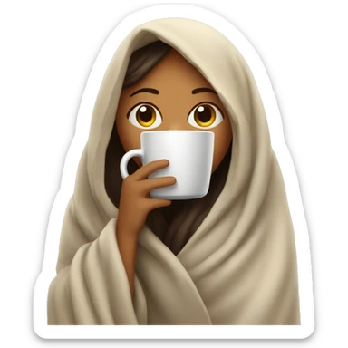 girl inside a blanket sipping coffee eyes closed sticker