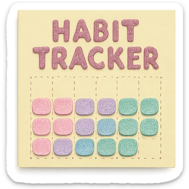 soft pastel gentle habit tracker grid with delicate dotted lines with a pastel yellow background sticker