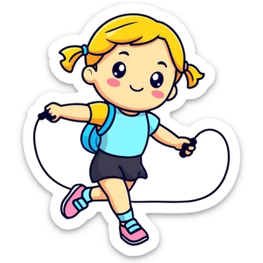 small girl skipping rope sticker
