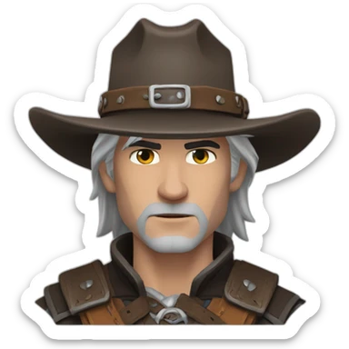 Geralt of Rivia with cowboy hat sticker