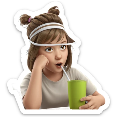 girl with brown hair indoors sticker