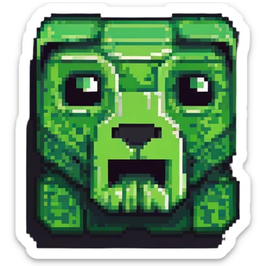 blocky minimal square pixel art Minecraft creeper face, very simple shapes sticker