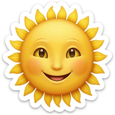 A bright yellow sun with a smiling face sticker