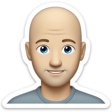 thin bald guy in casual clothes with grey-blue eyes broadcasting sticker