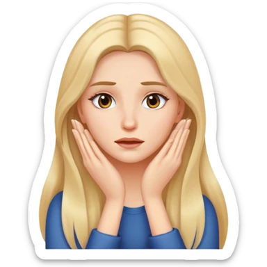 face palm woman with long hair said, hands on the face eyes sticker