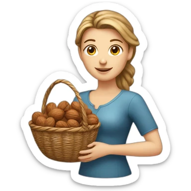 White girl with basket of walnuts sticker