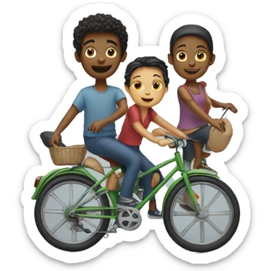 Three friends two boys and one girl on bike sticker