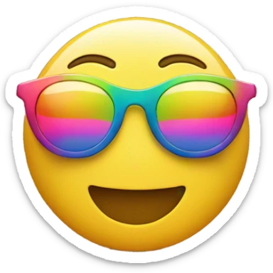 yellow, circle, smile, wearing colorful sunglasses sticker