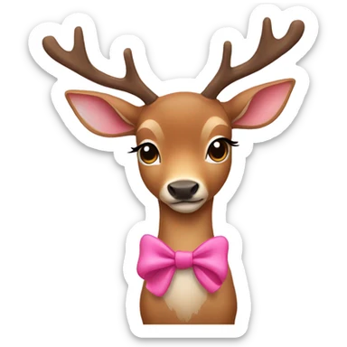 deer wearing a pink bow sticker
