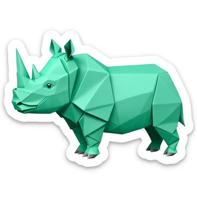 origami rhino in color green mint rgb(168, 251, 211) sticker