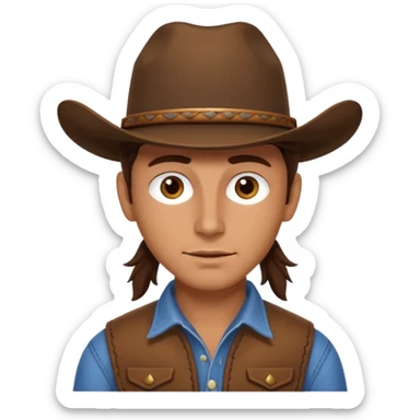 Cow boy tanned brunette brown eyes sticker