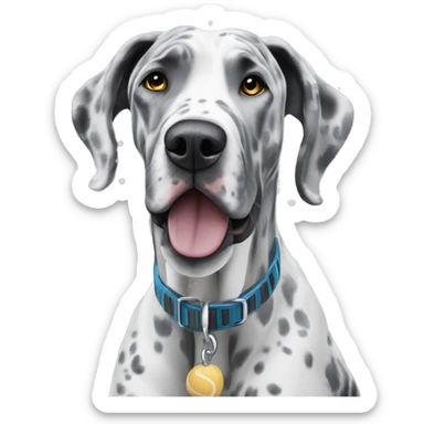 Grey Merle Great Dane playing in the snow sticker