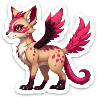 Vibrant dark edgy badass cool Falvie-Fionbri-creature-fursona, full body, with random markings sticker