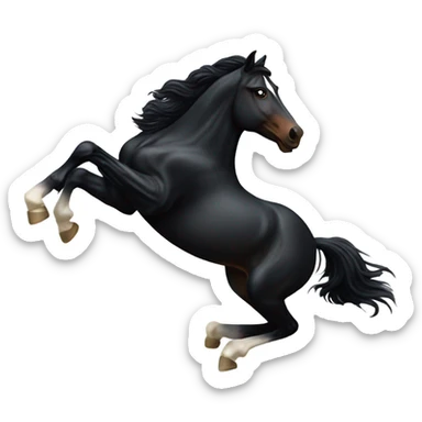 A black horse tatchs jumps over  sticker