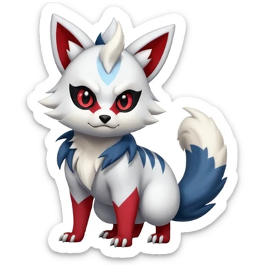 Absol-Zeraora-Zorua-Furret-Zangoose-fusion-animal-Fakémon-hybrid-creature  sticker