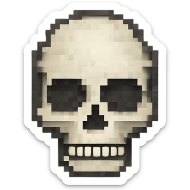 a pixelated skull sticker