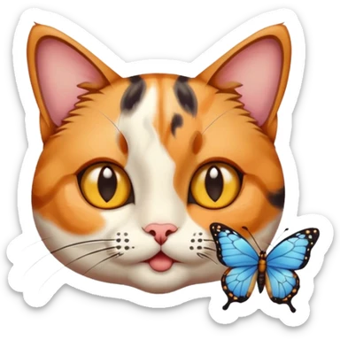 cat with a butterfly on its nose sticker