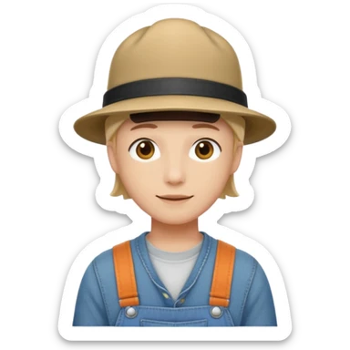 worker 1950 flat hat and overalls sticker