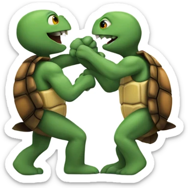 Two turtles fighting sticker