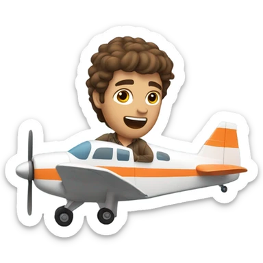 Brown haired mullet man flying plane that’s crashing sticker