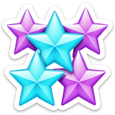 glitter purple and cian 3 stars sticker