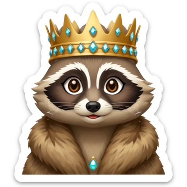 queen racoon with jewelled crown  sticker