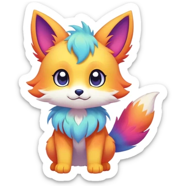 Kawaii colorful ethereal anthro fursona Fakemon sticker