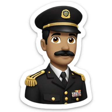 man with black hair and black charlie chaplain mustache in military uniform sticker