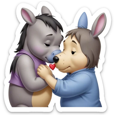 Pooh kissing eeyore sticker