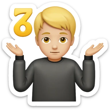 Make the boy shrug emoji have the letters 6 and 7 above his hands the 6 on the right hand and 7 on the left hand sticker