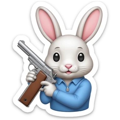 Crea un emoji de un conejo enojado con una arma sticker