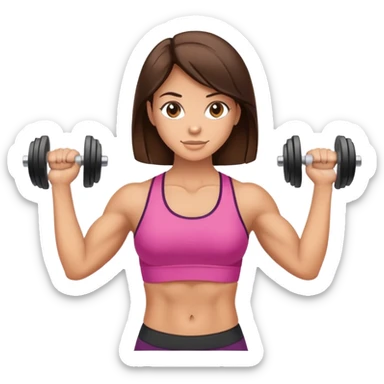Tan Brunette lifting weights sticker